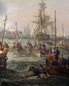 Kongelig flåte følger Louis XVI i Cherbourg 23. juni av Louis Philippe Crepin