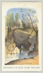 Inngang til Cave from the Lake, fra serien, Views in Central Park, New York, del 2, 1864.