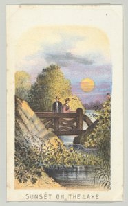 Sunset on the Lake, fra serien, Views in Central Park, New York, del 2, 1864. av Louis Prang