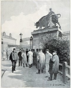 Streiker ved slakteriet Villette av Louis Remy Sabattier
