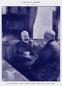 Kong Edward VII på togreise med Frankrikes president Emile Loubet (litho) av Louis Remy Sabattier