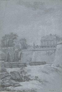 Utsikt over parken og en fløy av Saint-Cloud-slottet av Louis Rolland Trinquesse