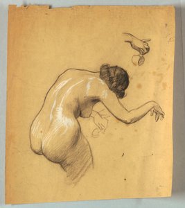 Studie av Bending Nude Figur Hold Cup