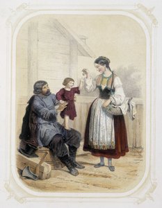 Familie i Russland - i "" Album av den unge reisende", illustrert av Louis Lassalle