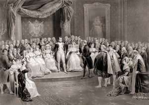 Napoleon og hoffet hans. (skrive ut) av Louis Stanislas (after) Marin-Lavigne
