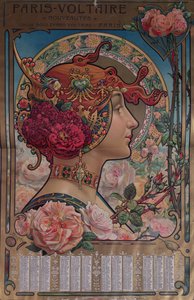 Kalender for 1901 for Paris-Voltaire-butikken, Paris, ca. 1900 av Louis Theophile Hingres