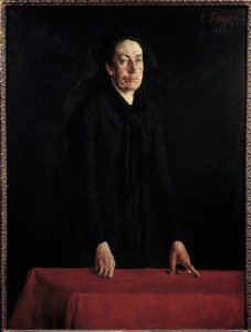 Commune de Paris: "" Portrett av Louise Michel (1830-1905) på podiet"" Den militante anarkisten ved retten under rettssaken hennes. Maleri av Louis Tinayre (1861-1942) 1882 Søn. 1,29x0,95 m Paris, Musee Carnavalet OBS! Bruk av dette ver