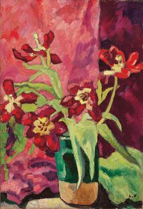 Vase, røde tulipaner; Vase, røde tulipaner av Louis Valtat
