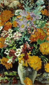 Vase med blomster; Vase de Fleurs, ca. 1930 (olje på lerret) av Louis Valtat
