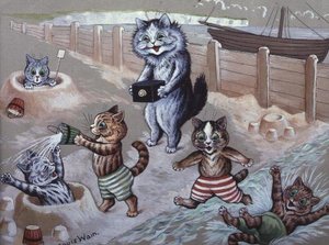Katter som bader i havet av Louis Wain