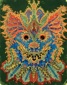 Kaleidoscope Cats: kattemønster på grønt av Louis Wain