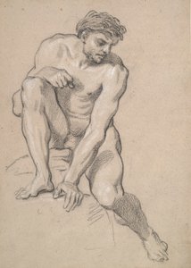 Studie av en mannlig naken av Louis de Boullogne the Younger