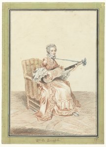 Portrett av Madame de Montainville som spiller gitar