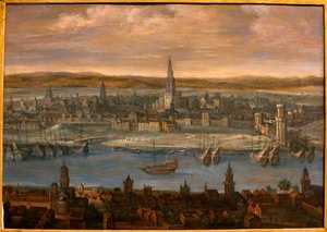 Utsikt over Sevilla - Maleri tilskrevet Louis de Caulery (1580-1621), olje på lerret, begynnelsen av 1600-tallet - Museum of Fine Arts of Sevilla, Spania