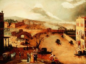 Scene Galante i et elvelandskap (panel) av Louis de Caullery