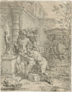 To gutter ved statue av Venus av Louis de Deyster