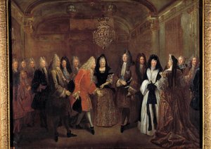 Kong Ludvig XIV (1638-1715) mottok prins Frederic Augustus av Sachsen fra Elizabeth Charlotte d