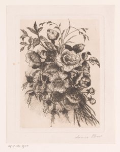 Blomsterstilleben med roser og anemoner av Louise Elsen (attributed to)
