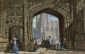 Canterbury Cathedral (akvarell med kroppsfarge på papir) av Louise Ingram Rayner