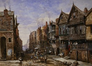 Chester: Watergate Street fra hjørnet av Crook Street, med Eastgate Beyond, av Louise Ingram Rayner
