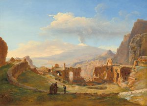Det romerske teateret i Taormina, 1828.