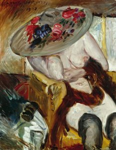 Italiensk kvinne i en gul stol - Italiensk kvinne i gul stol, av Corinth, Lovis (1858-1925). olje på lerret av Lovis Corinth