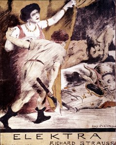 Richard Strauss, illustrasjon av partituret til ""Elektra"" av Louis Corinth i 1908. privat samling Milano