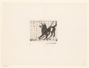 Bjeffende hund Cave Canem (tittel på objekt) av Lovis Corinth (signed by artist)
