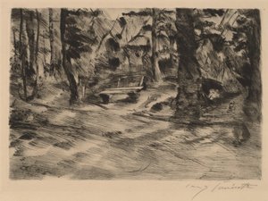 Bank im Walde II Bench in the Woods II, 1917. av Lovis Corinth