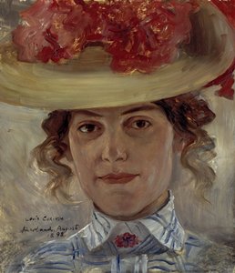 Fru Halbe med stråhatt av Lovis Corinth