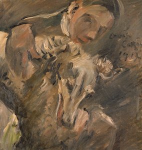 Max Mainer med en sibirsk greyhound, 1917 av Lovis Corinth