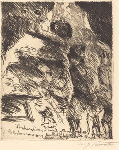 "Far, dette går ikke bra, vi bør holde oss unna gjengen med soldater" av Lovis Corinth