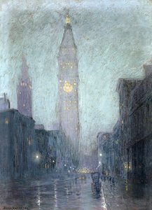 Madison Avenue at Twilight (pastell på brunt papir)