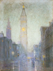 Madison Avenue at Twilight, ca. 1911 (pastell på brunt papir)