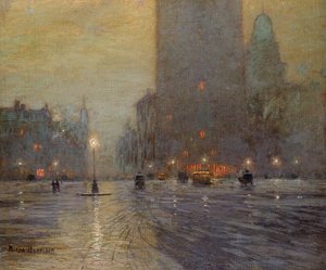 Madison Square, Rainy Night (olje på lerret)