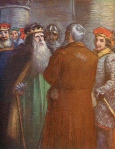 Illustrasjon til historier om Guy av Warwick (fargelitografi)