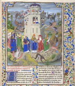 Troens festning Miniatyr av de hellige Gregory, Augustine, Jerome og Ambrose kjemper mot demoner, sent på 1400-tallet. av Loyset Liedet