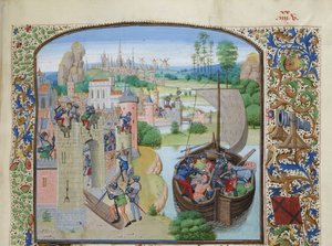 Massakre av Ghent-handlere ved Audenarde 1380, ca 1470-1475. av Loyset Liedet