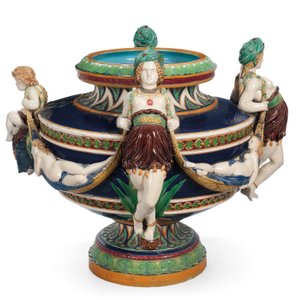Stor Minton majolica jardiniere, ca. 1870 (keramikk)