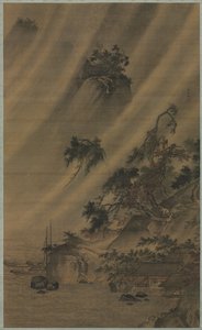 River Village in a Rainstorm, ca. 1480-1507. av Lu Wenying