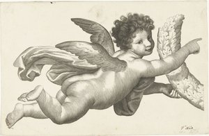 Flytende putto med krans av Lubertus Teunis van Deth