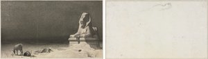 Resten på flukten til Egypt (recto); Skisse av en sfinks [?] (verso)