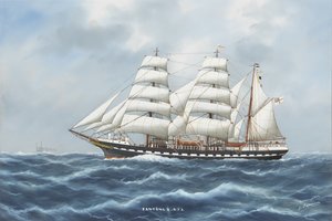 SY Fantome II (akvarell og gouache på papir) av Luca Papaluca