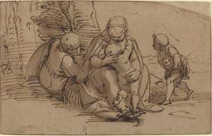 Hellig familie med spedbarn Saint John av Luca Cambiaso