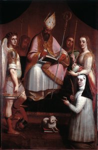 Saint Augustine of Hippo med helgener (maleri