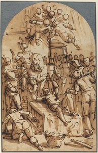 Saint Lawrences martyrium av Luca Cambiaso
