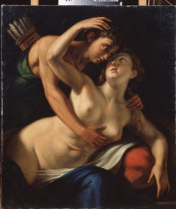 ""Venus og Adonis"" Maleri av Luca Cambiaso (eller Cambiasi, Cangiagio) dit Lucchetto da Genova) (1527-1585) 1500-tallet Mykolaiv (Nikolaiev) Regional Wereshchagin Art Museum, Ukraina