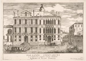 Plate 85: Utsikt over Contarini-palasset i Campo San Trovaso, Venezia, 1703, fra The build..., 1703. av Luca Carlevarijs