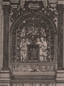 Alter for kirken Santa Maria delle Grazie, av Luca della Robbia, Montepulciano, Toscana, Italia, tresnitt fra Le cento citta d