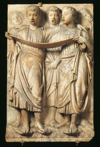 Barn som synger, detalj fra Cantoria (korgalleri) av Luca Della Robbia (ca 1400-1481), marmor, relieff for katedralen Santa Maria del Fiore, Firenze av Luca Della Robbia